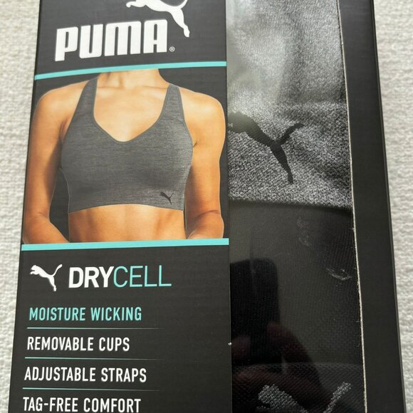 Puma Ladies’ Seamless Sports Bra, 2 Pack, Convertible  , Black /Gray, S,M,L,XL - Picture 7 of 16